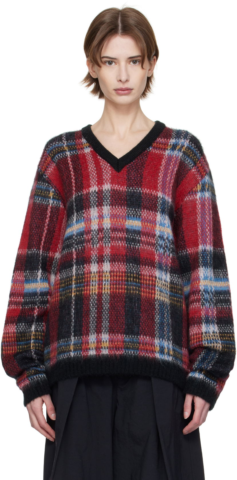 Džemper YMC YMC Vertigo Tartan V-Neck Sweater Višebojno | P8XMF