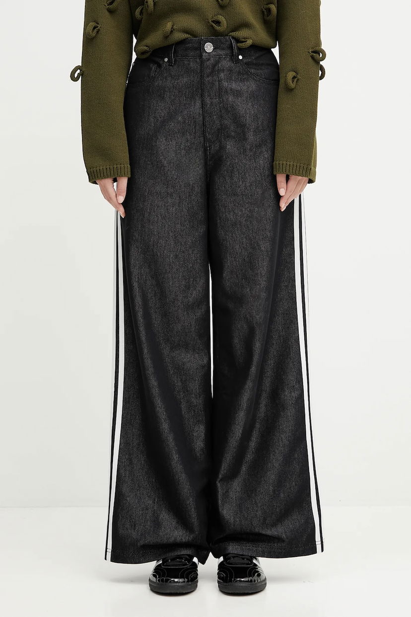 Jeans adidas Originals adidas Originals Baggy Shine High-Waist Wide-Leg Jeans Crna | KE9799