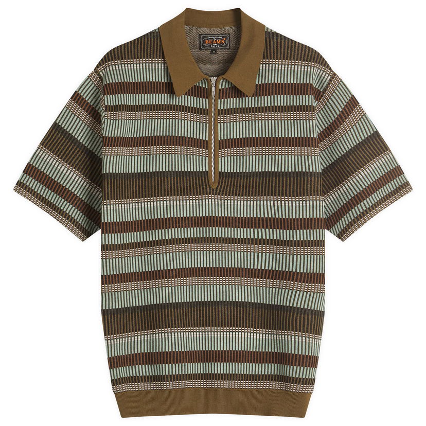 Košulja BEAMS Men's Half Zip Knit Polo Shirt Smeđa | 3802-0049-156-67