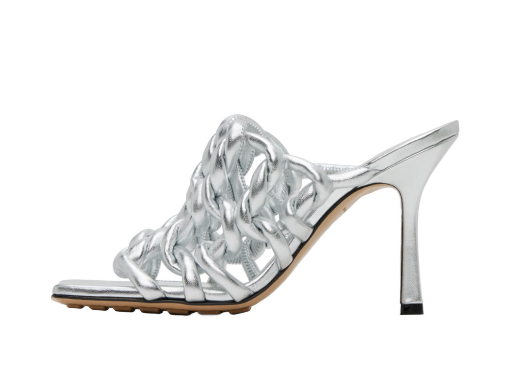 Tenisice i cipele Bottega Veneta Stretch Mule Heeled Sandals "Silver" Siva | 716242 V29N0