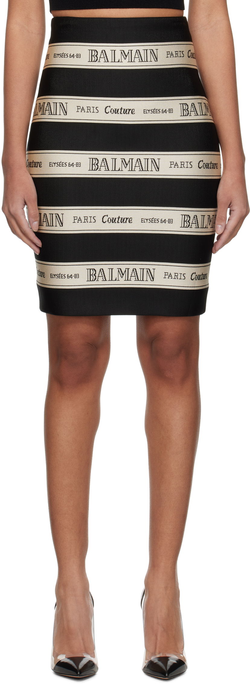 Suknja Balmain Balmain Jacquard Miniskirt Crna | EF1LC245JJ95