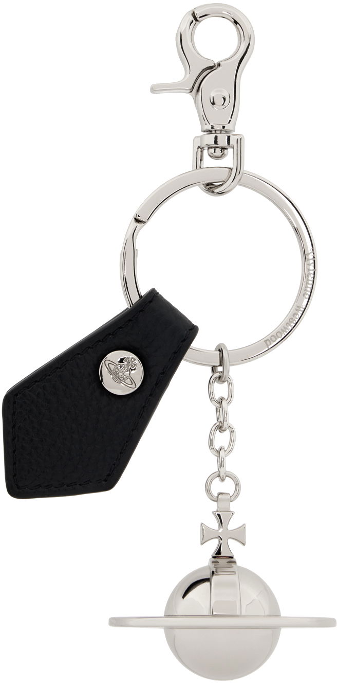 Privjesci za ključeve Vivienne Westwood Black & Silver 3D Orb Keychain Crna | 8203011LU-OM0014-