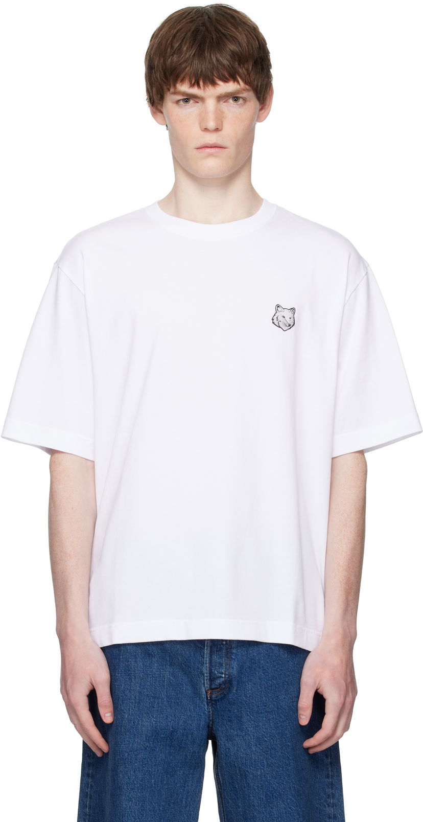 Majica kratkih rukava MAISON KITSUNÉ Maison Kitsuné Fox Head Patch Comfort T-Shirt Bijela | PM00109KJ0119