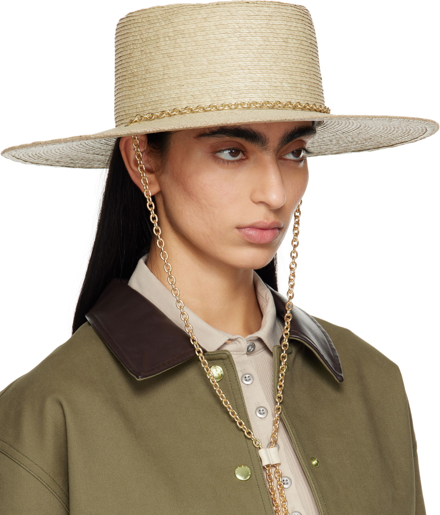 Šešir rag & bone Rag & Bone Jacque Boater Hat with Chain Bež | WJW25SH1017ST17, 1