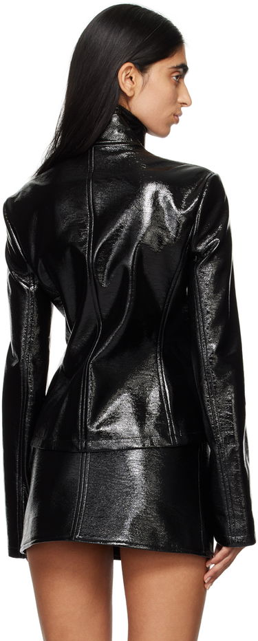 Bomber jakna Courrèges Embossed-Logo Patent Leather Jacket Crna | 324CBL194VY0014, 2