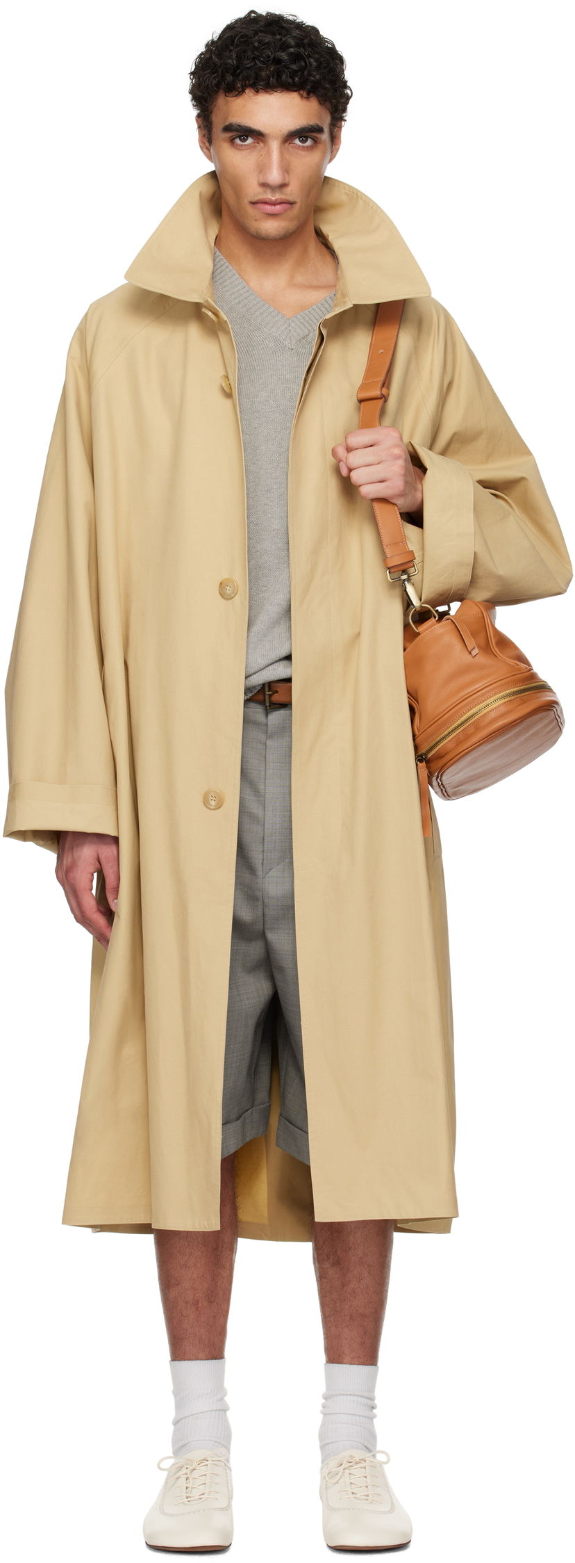 Trenčkot HED MAYNER Hed Mayner Belted Trench Coat Bež | HMMA10029A-HA162A