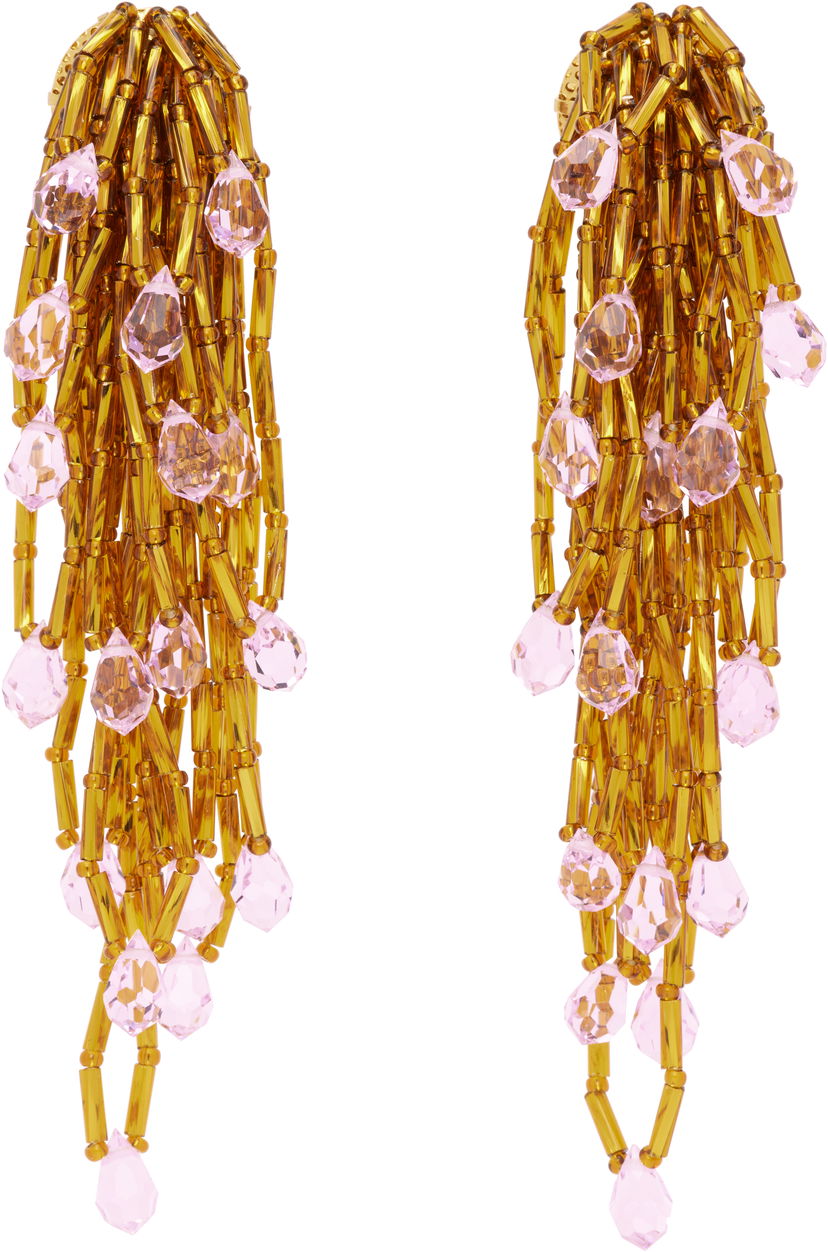 Naušnice KIKO KOSTADINOV Kiko Kostadinov Cowen Pink & Gold Beaded Drop Earrings Ružičasta | KKWAW25ER03-158