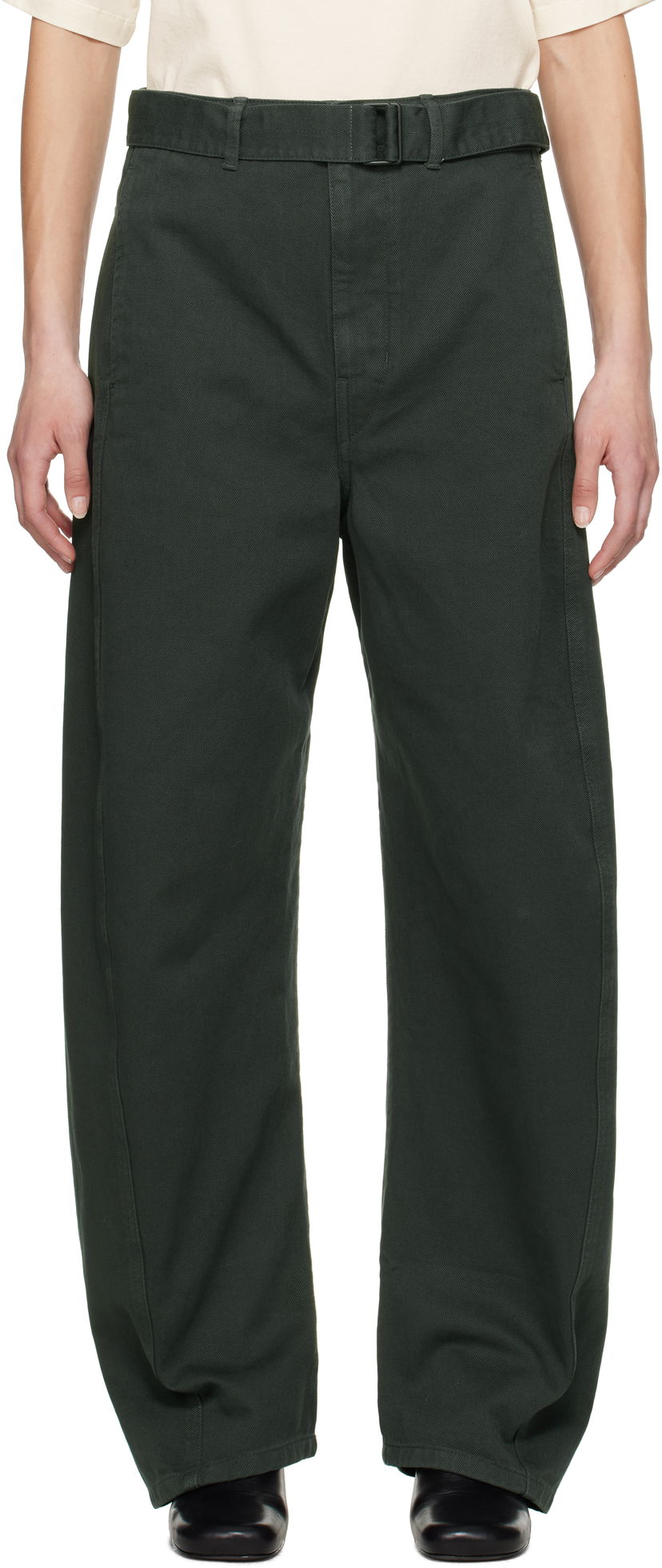 Cargo hlače LEMAIRE Lemaire Twisted Belted Trousers Zelena | PA326 LD1039