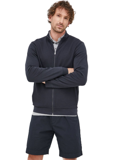 Dukserice BOSS Cotton Zip-Up Sweatshirt Tamnoplava | 50468543