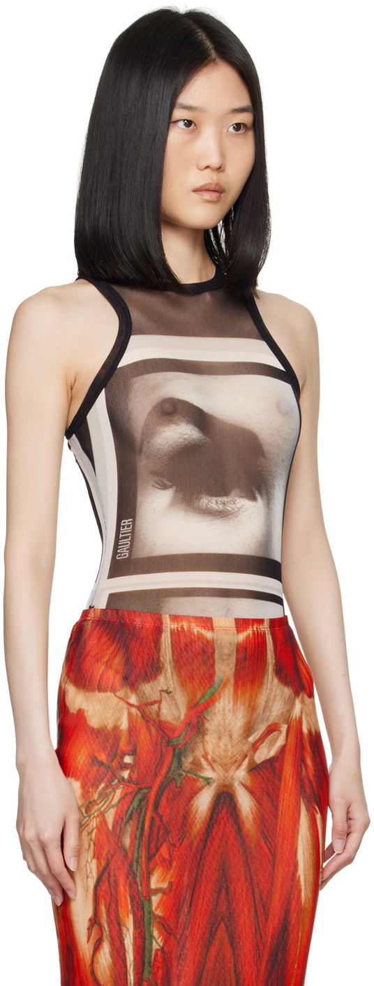 Body Jean Paul Gaultier Gaultier 'The Eyes And Lips' Printed Bodysuit Crna | 24/30-F-BD045-T553-000201, 1