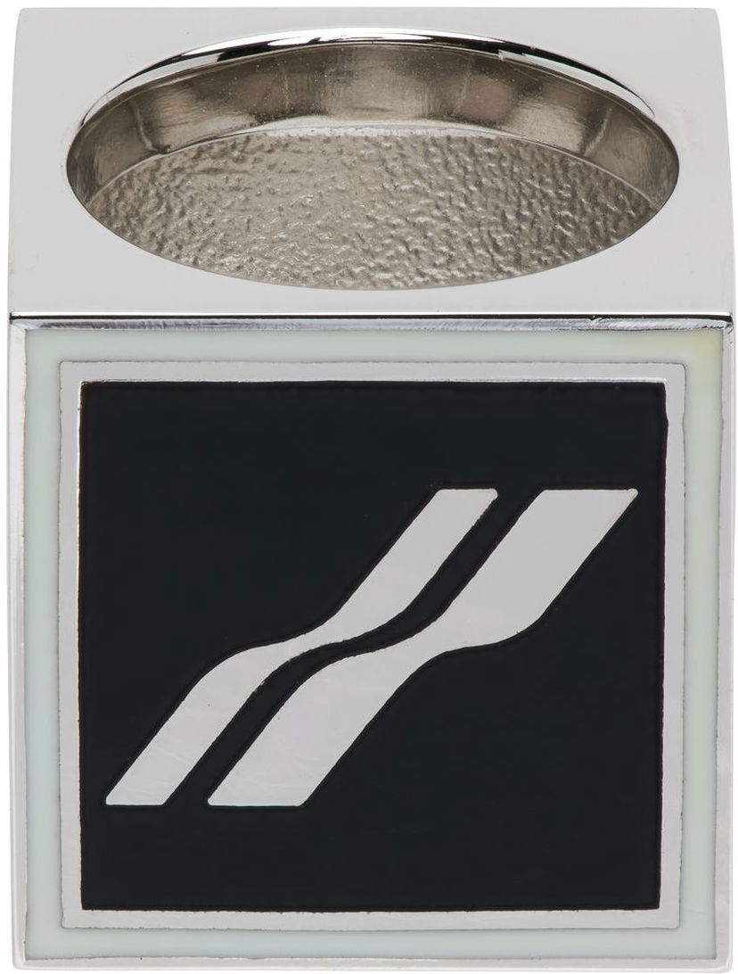 Prsten We11done Square Logo Dice Ring Metalik | WD-AJ1-22-703-U-BW