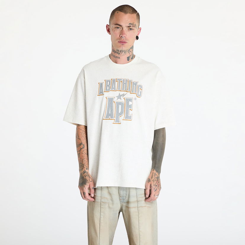 Majica kratkih rukava BAPE A BATHING APE Crack Print Pattern Logo Relaxed Fit Tee White Bijela | 001CSK801306M WHT