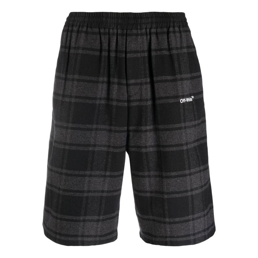 Kratke hlače Off-White Designer Check-Print Shorts Crna | OMCB058C99FAB0010501