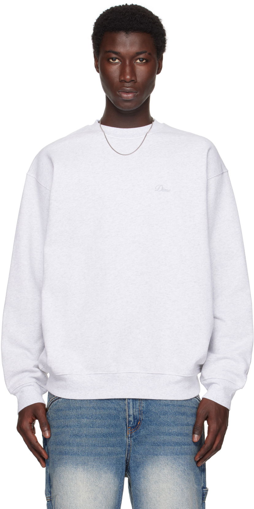 Dukserice Dime Dime Cursive Small Logo Crewneck Sweatshirt Siva | DIMESU2538ASH