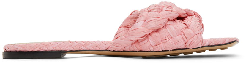 Tenisice i cipele Bottega Veneta Bottega Veneta Raffia Stretch Flat Sandals Ružičasta | 652860 V0GM0