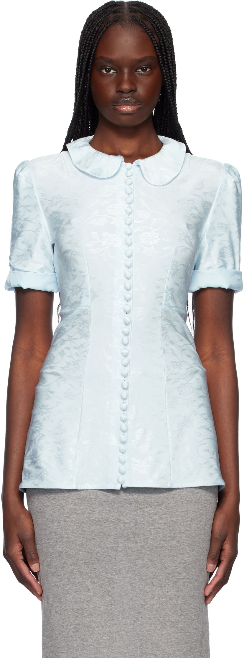 Košulja Jil Sander Jil Sander Fluid Viscose Jacquard Blouse Plava | J03NF0001_J20297