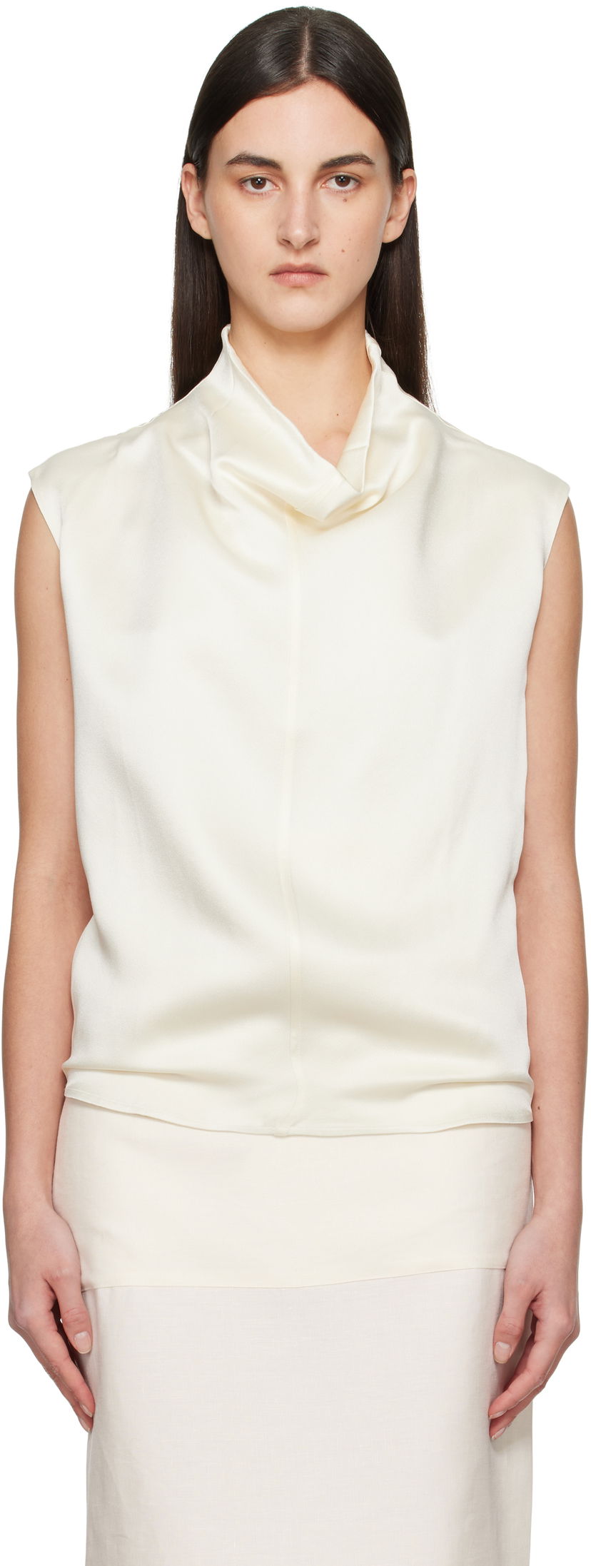 Majica bez rukava TOTEME TOTEME Sleeveless Funnel Neck Blouse Bijela | 251-WRT0460-FB0344