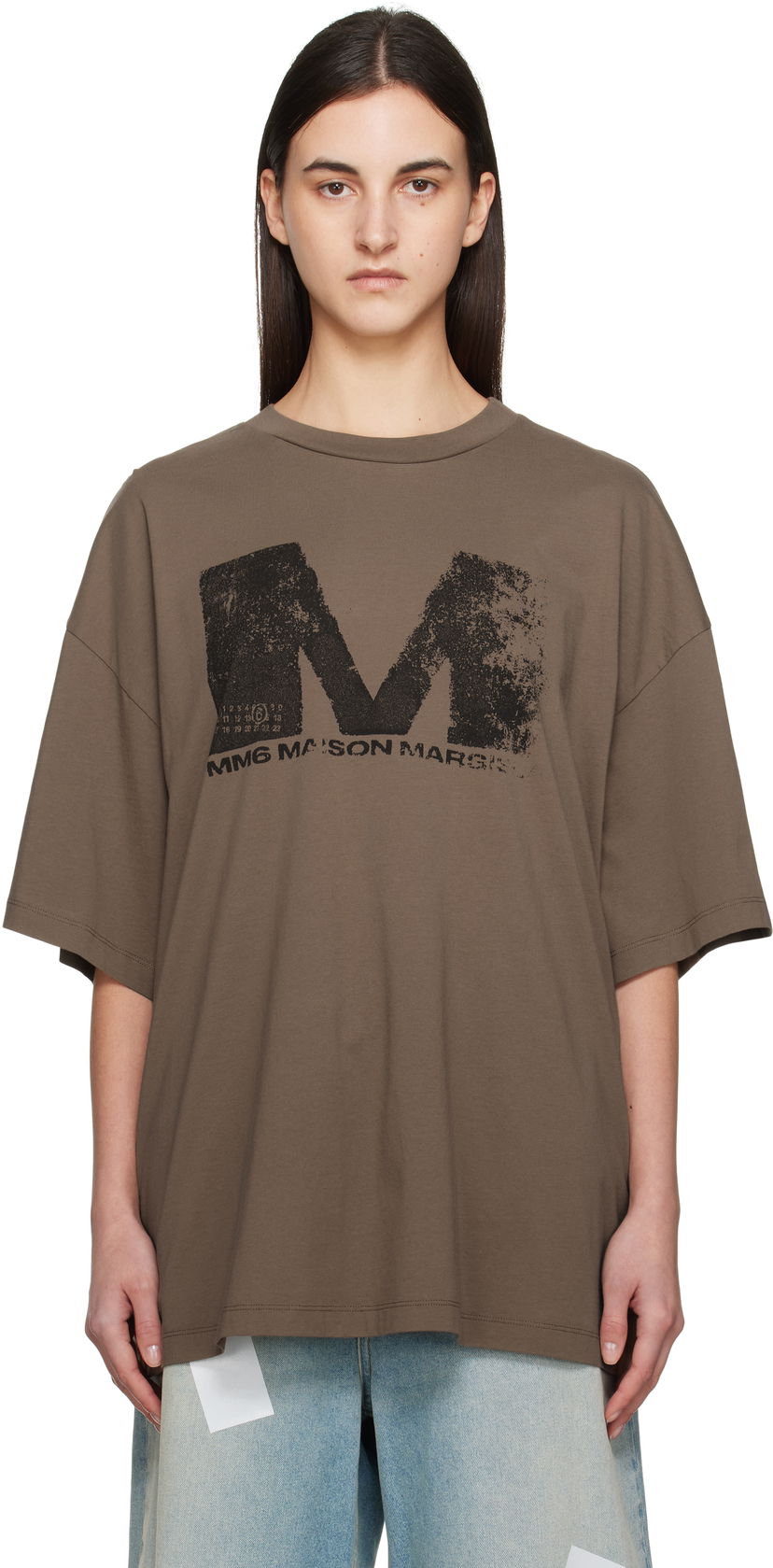 Majica kratkih rukava Maison Margiela MM6 Maison Margiela Sunbleached Logo T-Shirt Smeđa | S52GC0342 S24312