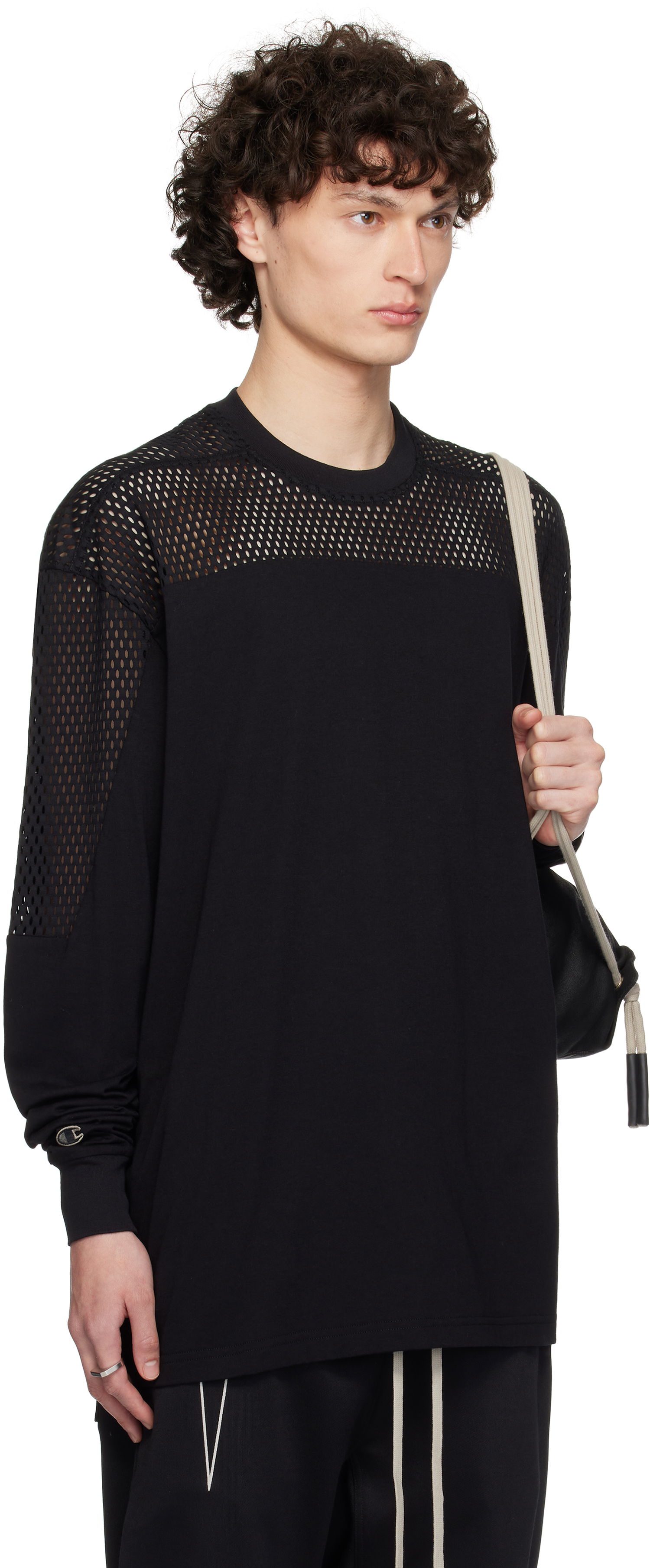 Majica kratkih rukava Rick Owens Rick Owens Champion Edition Girdered T-Shirt Crna | CM01E1673 CHJGOM JERSEY + MESH, 1