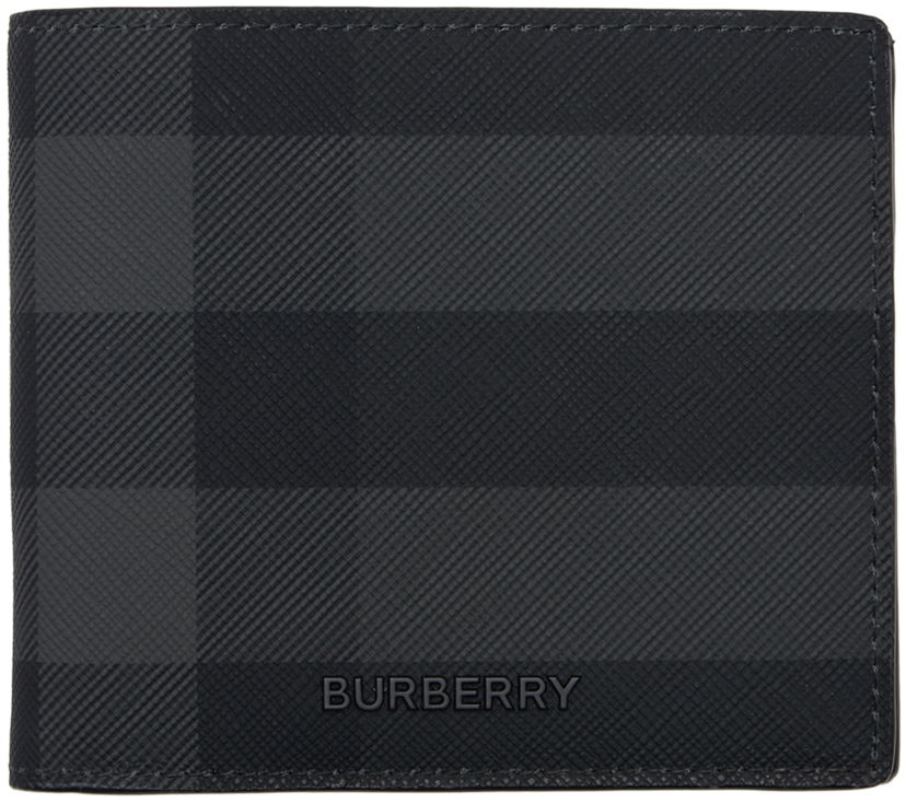 Novčanik Burberry Black & Gray Check Bifold Coin Wallet Crna | 8100529