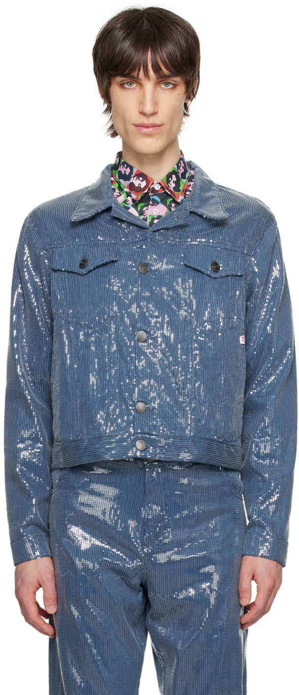 Jakna Charles Jeffrey Loverboy Sequined Denim Jacket Plava | 44010503