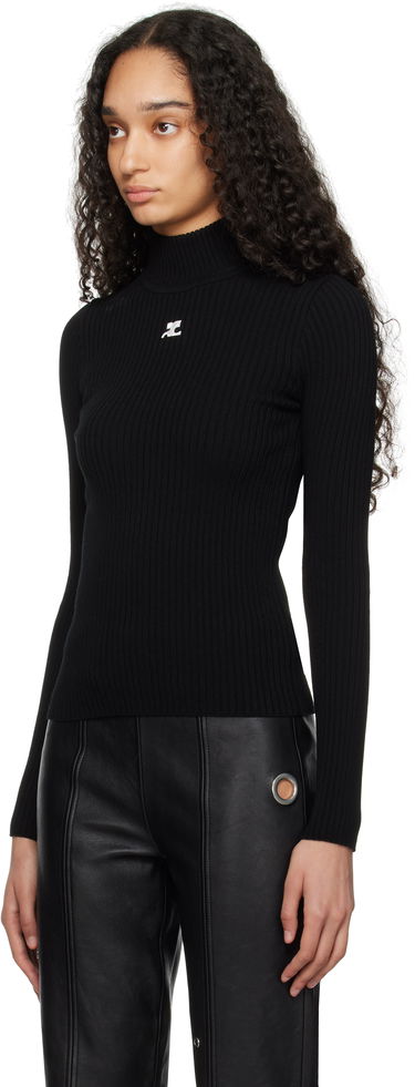 Džemper Courrèges Courrèges Reedition Rib Knit Mock Neck Sweater Crna | PERMPU022FI0001, 3