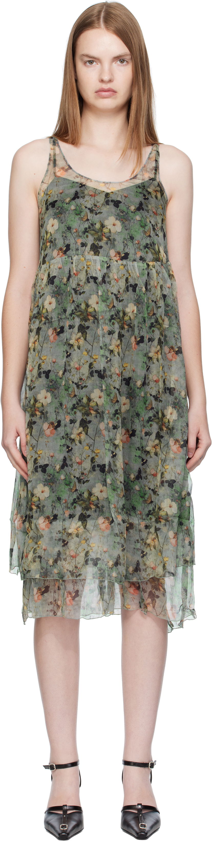 Haljina R13 R13 Gathered Tank Midi Dress Zelena | R13WR289-R588A