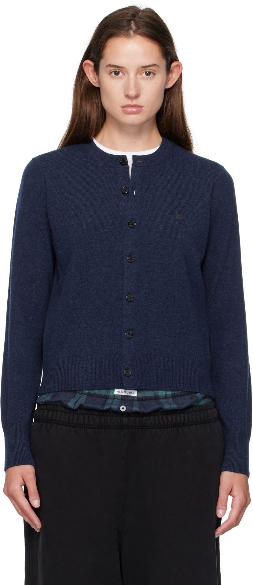 Džemper Acne Studios Fitted Yak Wool Cardigan Tamnoplava | A60634-