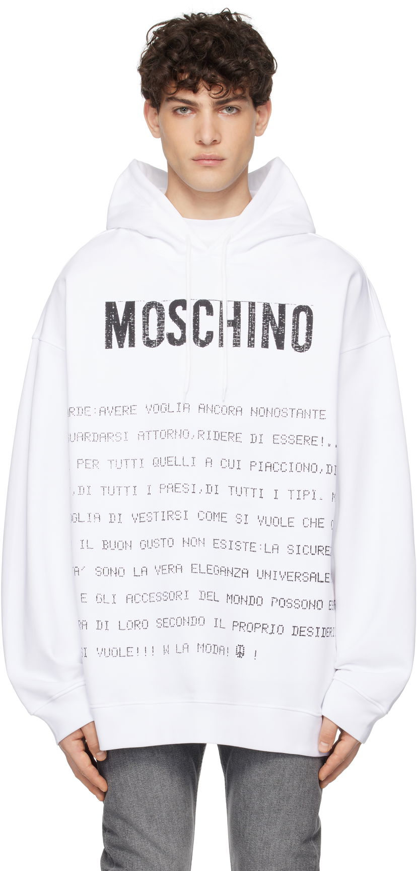 Dukserice Moschino Moschino Message Hoodie Bijela | 251ZZA170702281001