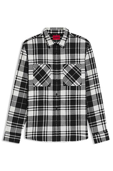 Košulja BOSS Relaxed-fit shirt in checked cotton flannel Crna | 50549753