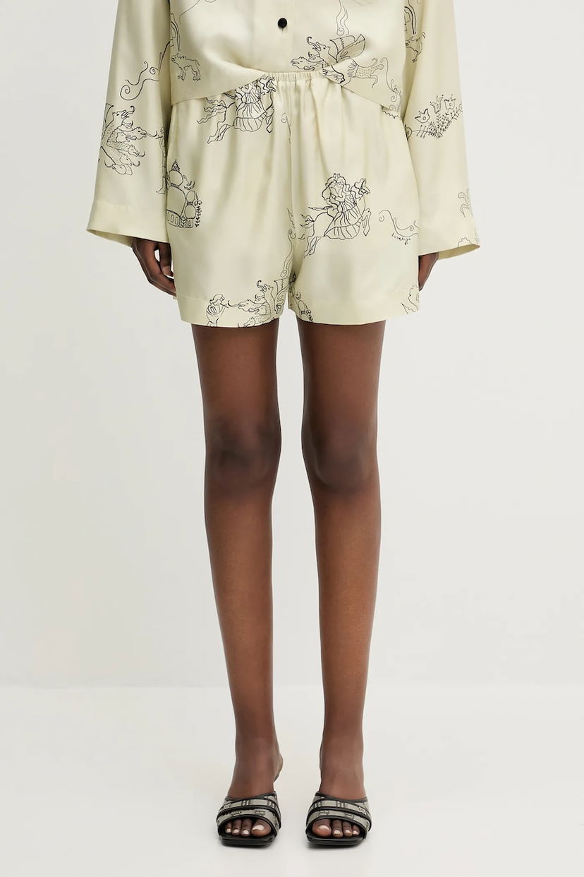 Kratke hlače Nanushka Nanushka Dylla High-Waist Silk Shorts Bež | NW25SSST31550