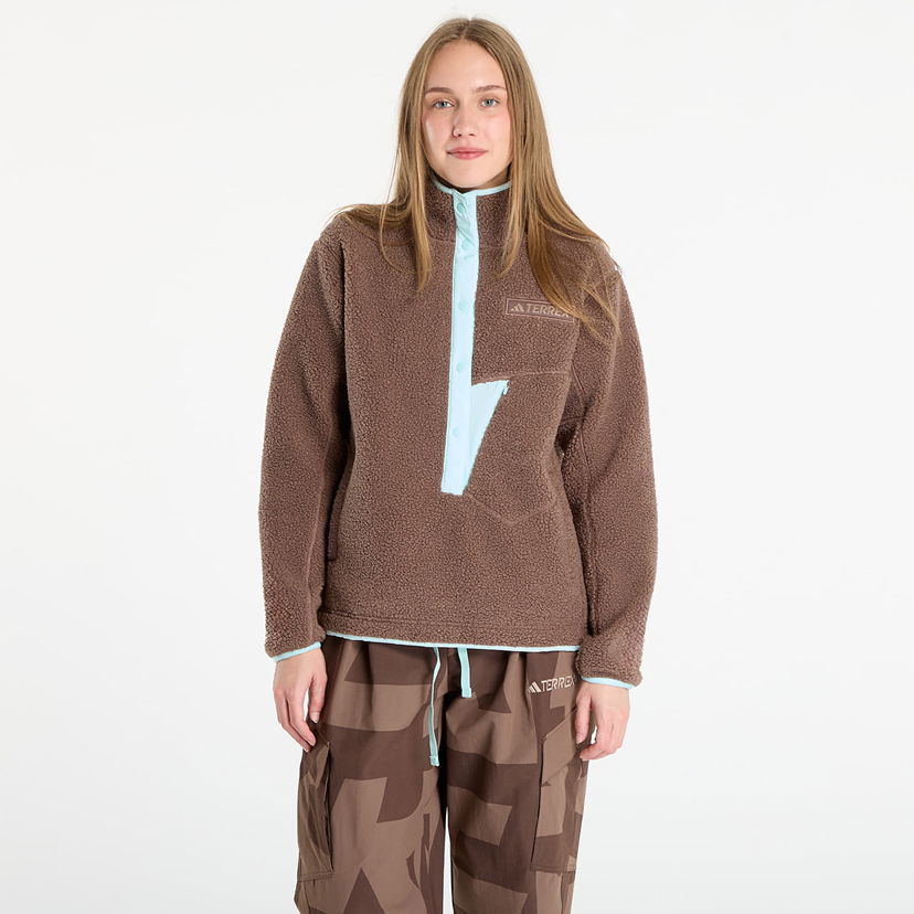 Dukserice adidas Performance Terrex Xploric High Pile Fleece Pullover Sweatshirt Smeđa | JN0931