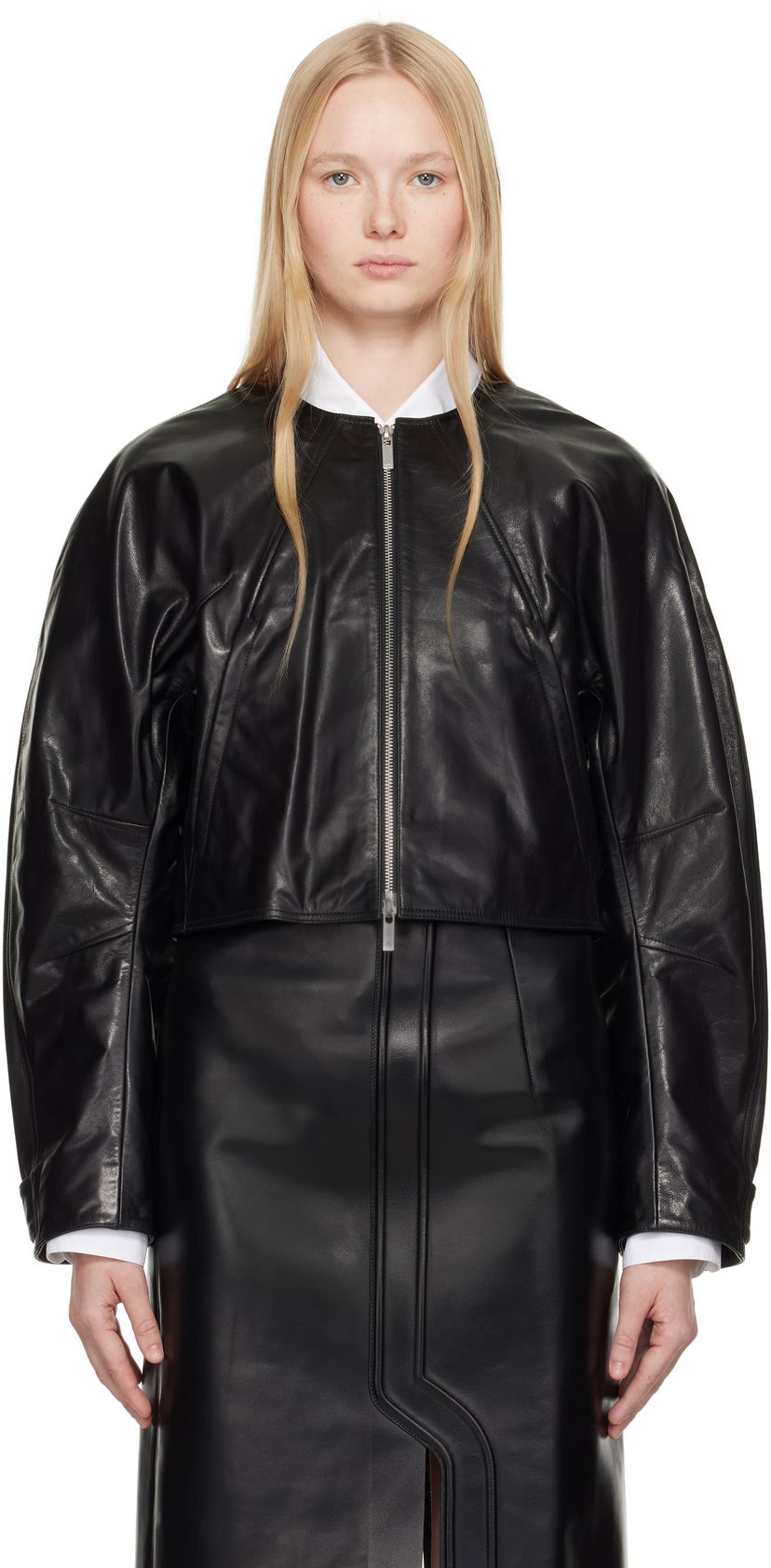 Bomber jakna Helmut Lang Helmut Lang Articulated Leather Jacket Crna | P01HW102