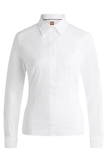 Košulja BOSS Slim Fit Cotton Blend Blouse Bijela | 50499433