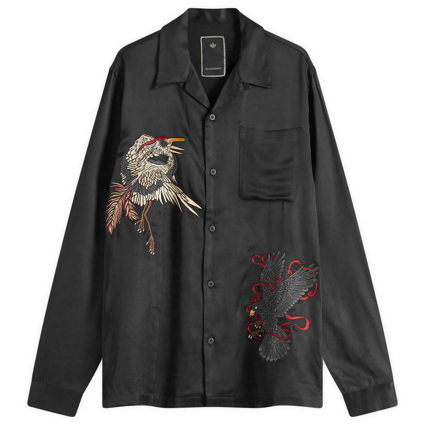 Košulja Maharishi Maharishi Crow & Heron Embroidered Shirt, Size Large Crna | 1494-BLK