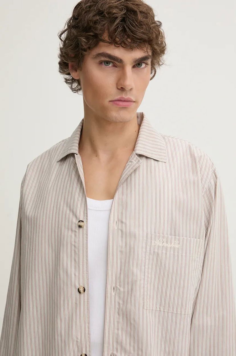 Košulja Nanushka JELMER Regular Fit Collared Shirt Bež | NM24PFSH02475