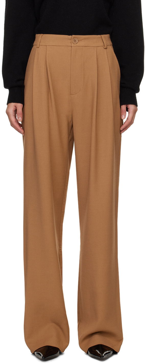 Hlače Anine Bing Carrie Pleated Trousers Smeđa | A-03-3269-200