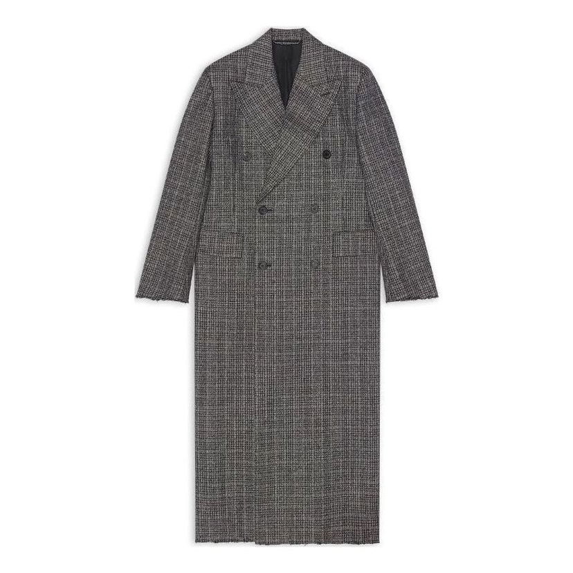 Kaputi Balenciaga Double Breasted Check Coat Siva | 704488TMU021070