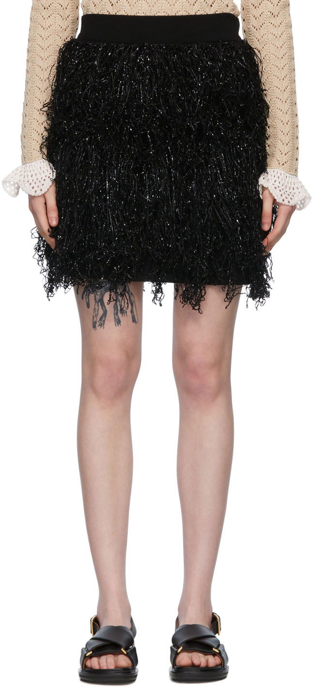 Suknja JW Anderson Merino Wool Fringe Mini Skirt Crna | KW0623-YN0008