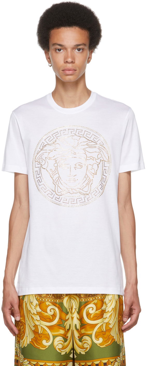 Majica kratkih rukava Versace Embellished Medusa T-Shirt Bijela | A77987 A201952