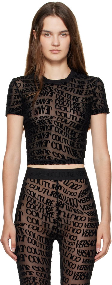 Majica kratkih rukava Versace Versace Jeans Couture Tulle Flock Liquify T-Shirt Crna | E79HAH602_EJS490, 0