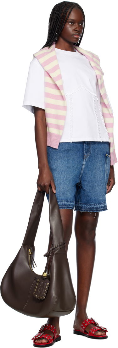 Majica kratkih rukava GANNI Ganni Cotton Tie Back T-Shirt Bijela | T4149, 3