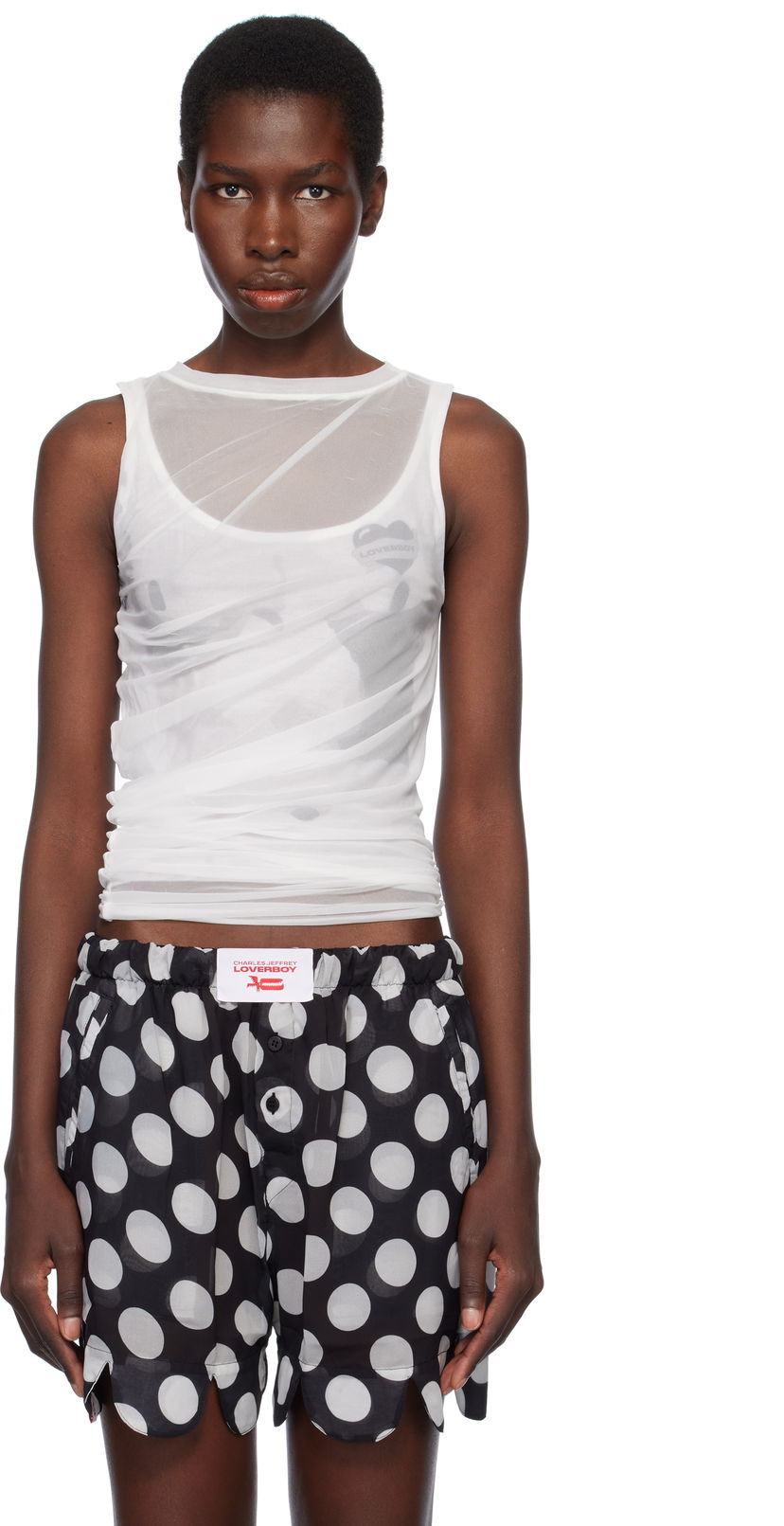 Majica bez rukava Charles Jeffrey Loverboy Charles Jeffrey LOVERBOY Draped Mesh Tank Top Višebojno | 54080201