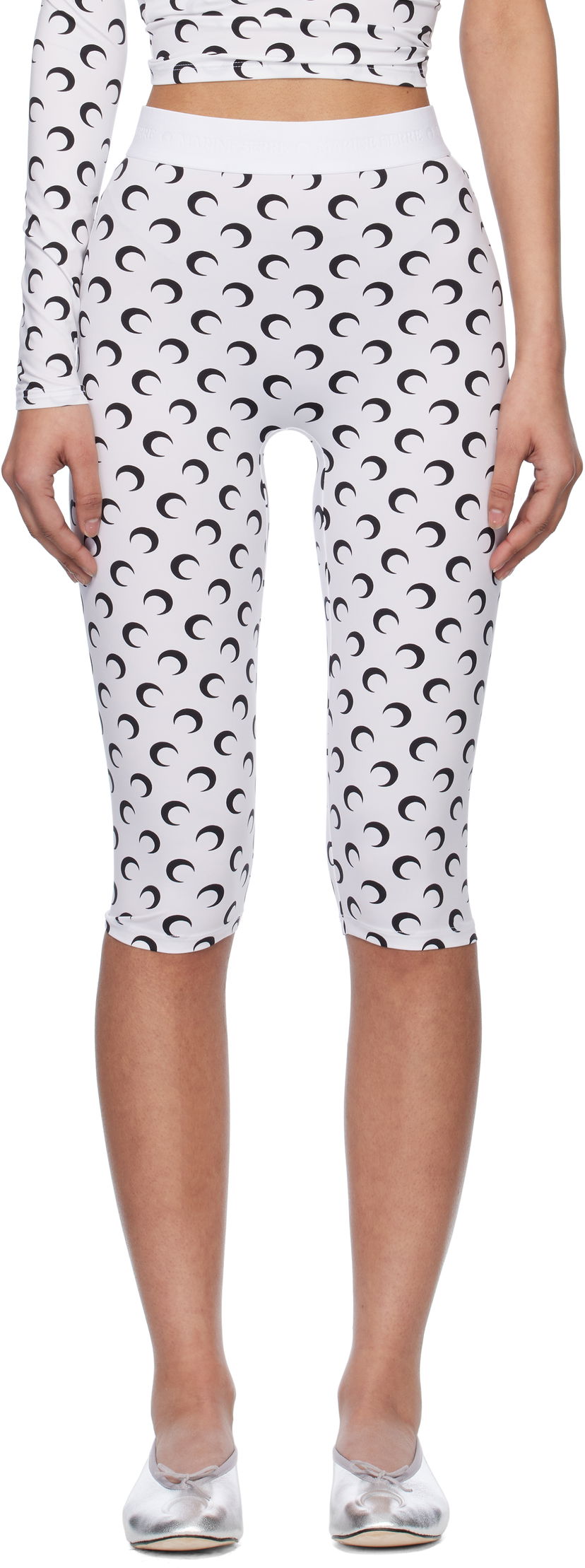 Tajice Marine Serre Marine Serre Moon Print Jersey Capri Leggings Bijela | WPA157A CJER0001