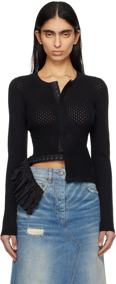 Džemper Maison Margiela MM6 Maison Margiela Detachable Knit Cardigan with Woven Peplum Crna | S52HP0024 M13082, 0