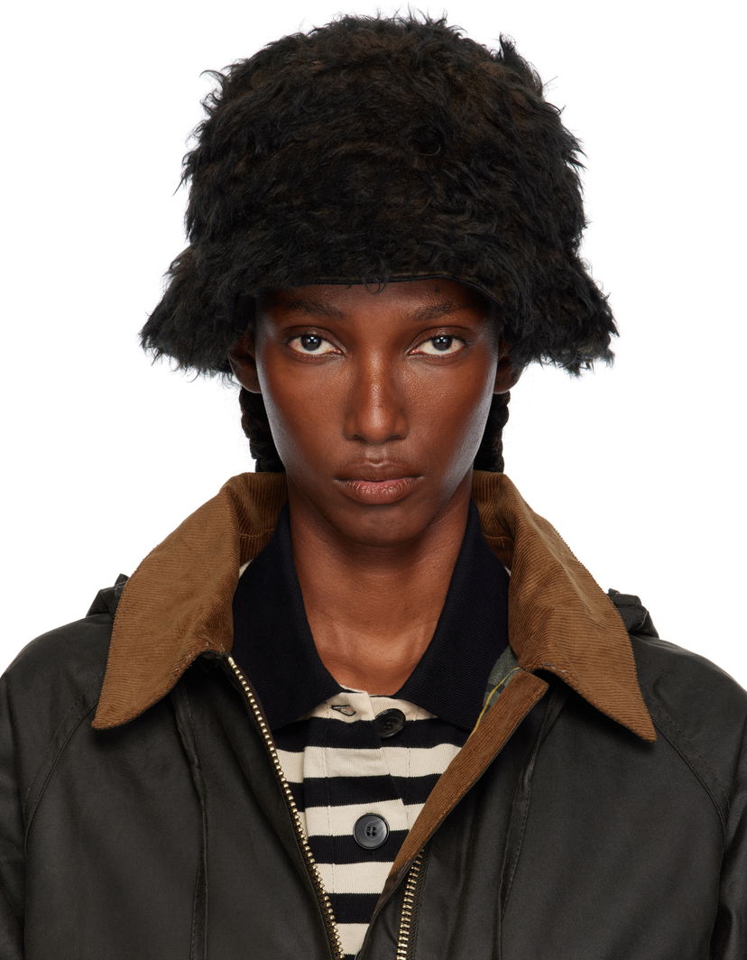 Šešir OUR LEGACY Shaggy Faux-Fur Logo Hardware Bucket Hat Crna | A4258BOB