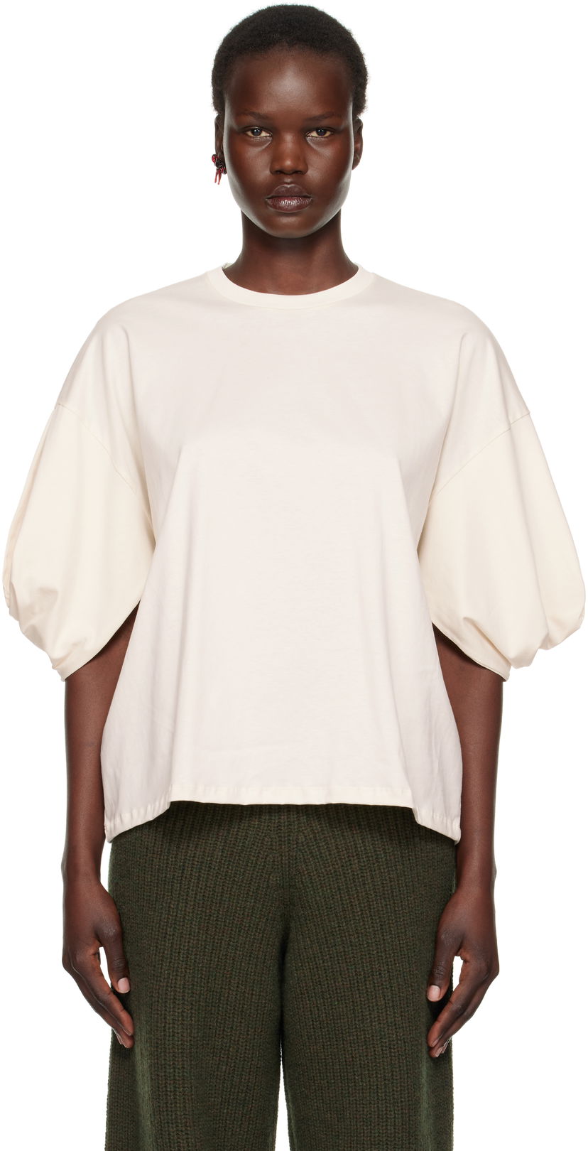 Majica kratkih rukava Baserange Baserange Harbour Puff Sleeve T-Shirt Bež | TOHA-RC-SP25