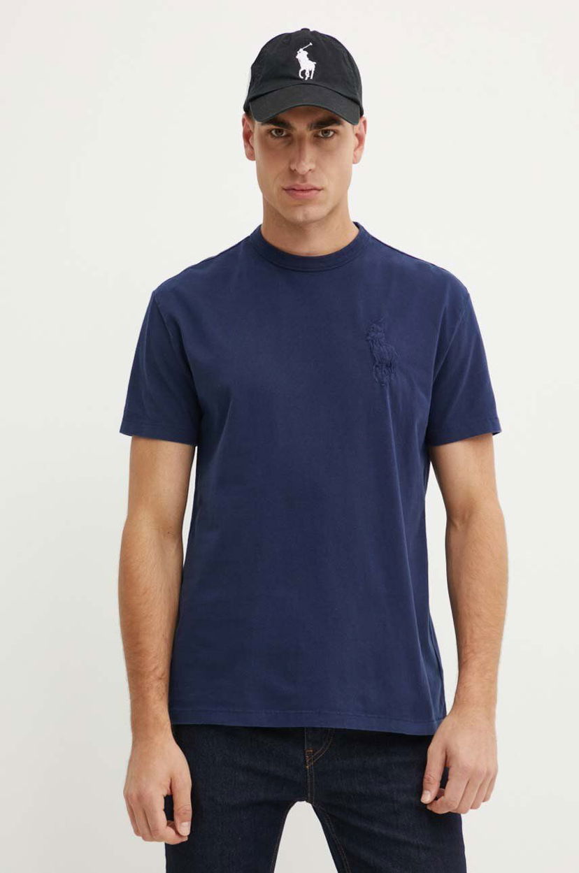 Majica kratkih rukava Polo by Ralph Lauren Navy Blue T-Shirt with Embroidered Logo Plava | 710936509