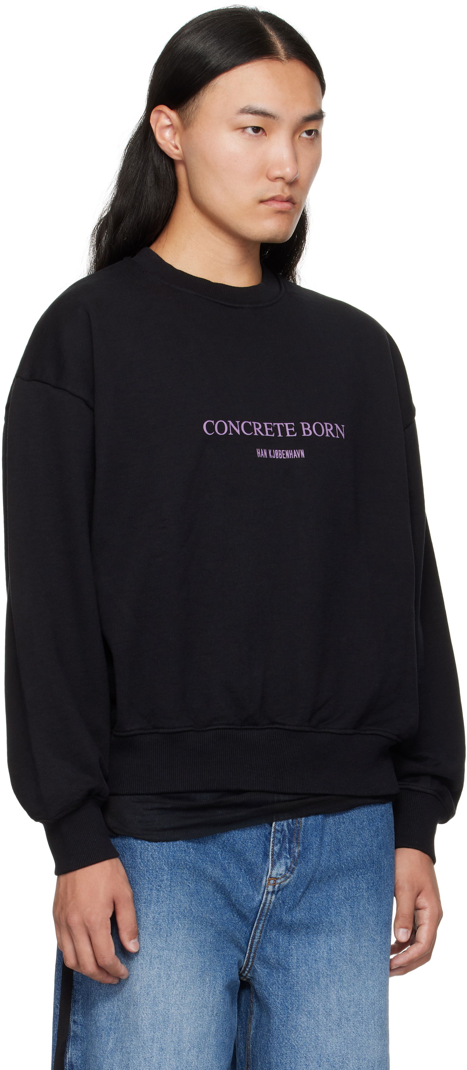 Dukserice Han Kjøbenhavn Han Kjobenhavn Logo Oversized Crewneck Sweatshirt Crna | M-134724, 1