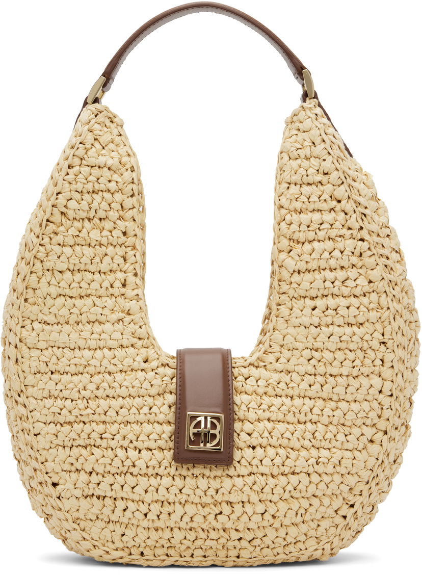 Torba za rame Anine Bing ANINE BING Lou Monogram Raffia Shoulder Bag Bež | A-13-11207-NAT1